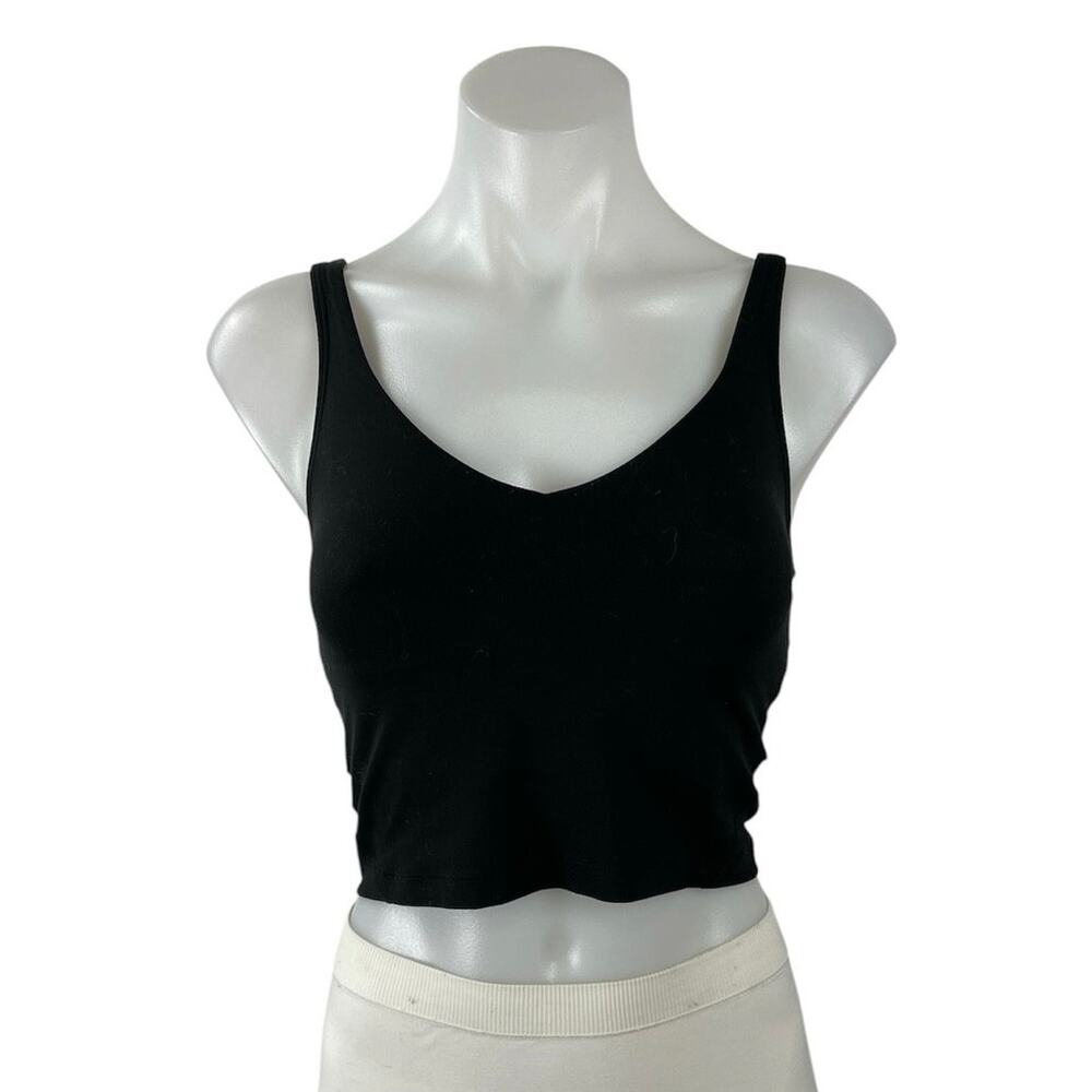 Lululemon Transcend Black Yoga V Neck Gym Athletic Sports Bra Crop Top Size S